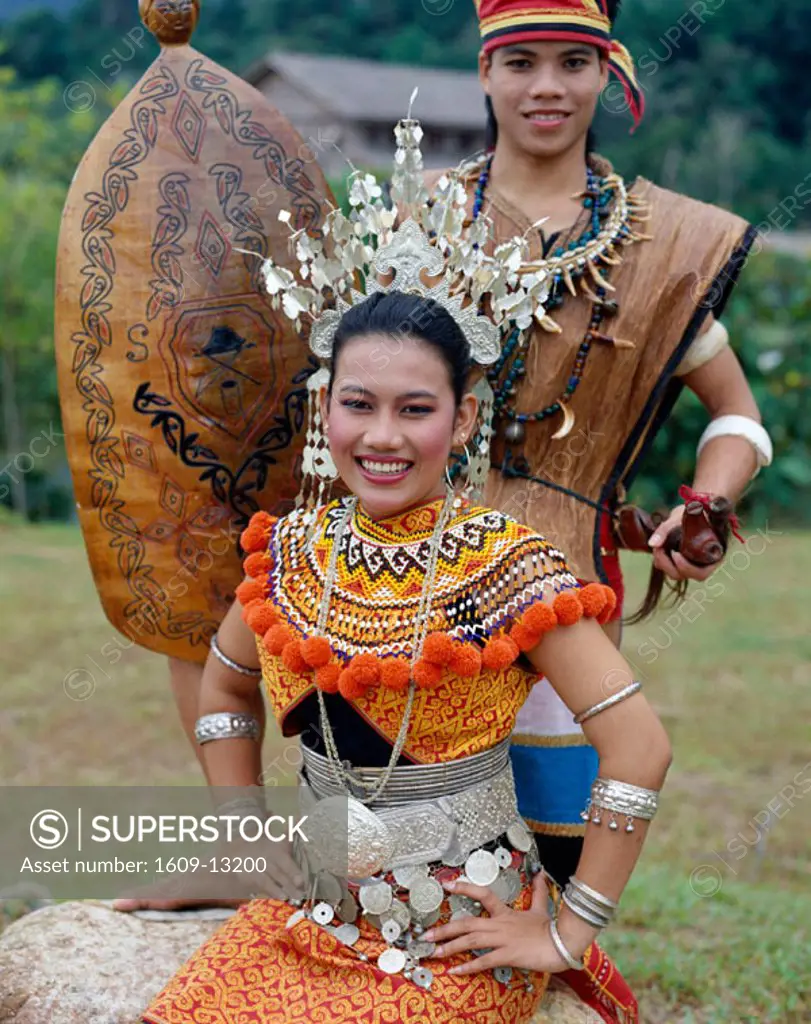 Sarawak Cultural Village / Iban Women Dressed in Traditional Costume, Sarawak, Malaysia