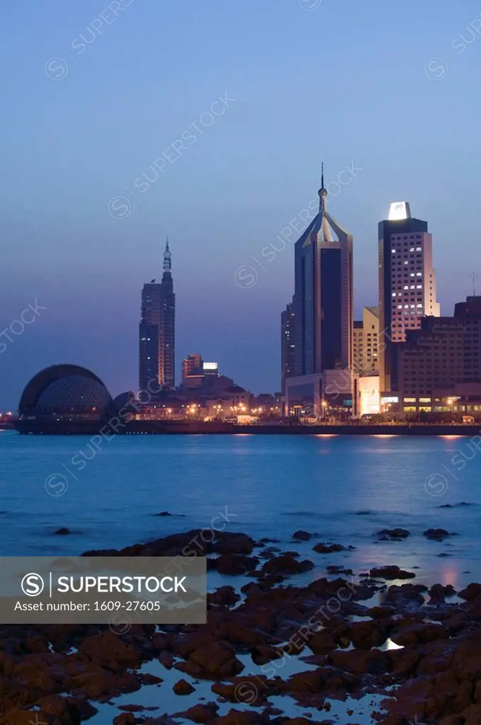 China, Shandong Province, Qingdao, Old Town, Skyscrapers on Qingdao Bay