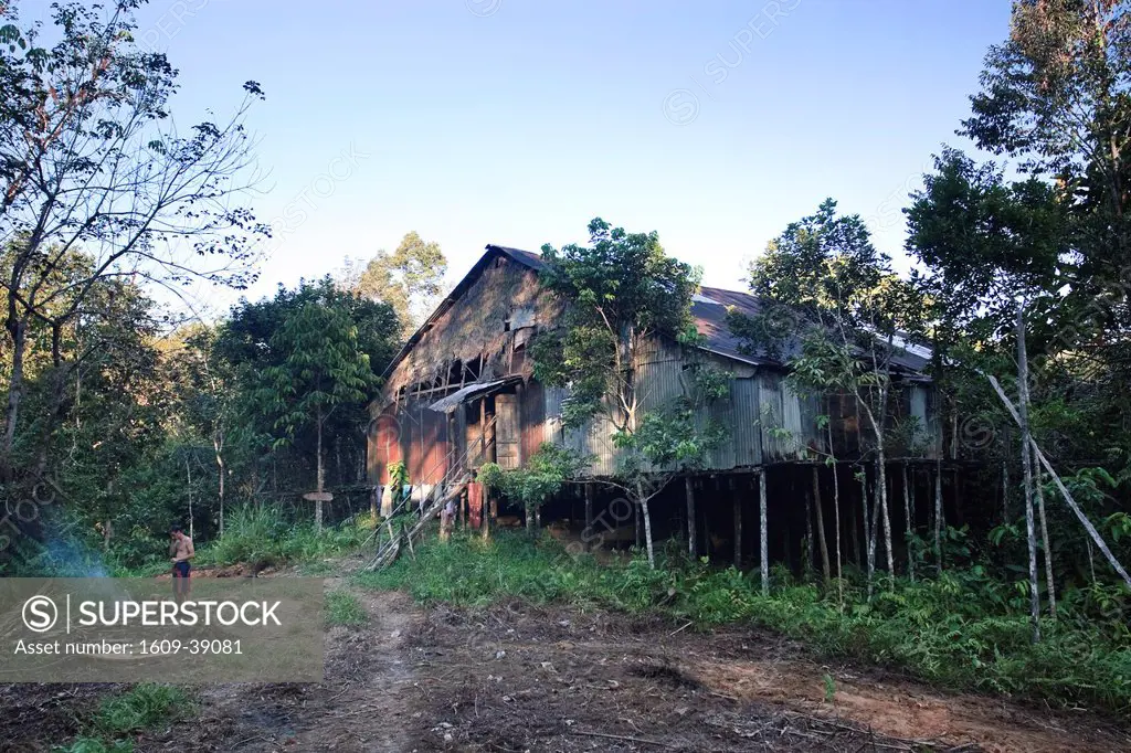 Iban traditional Longhouse Communal House, Sarawak, Malaysian Borneo, Malaysia