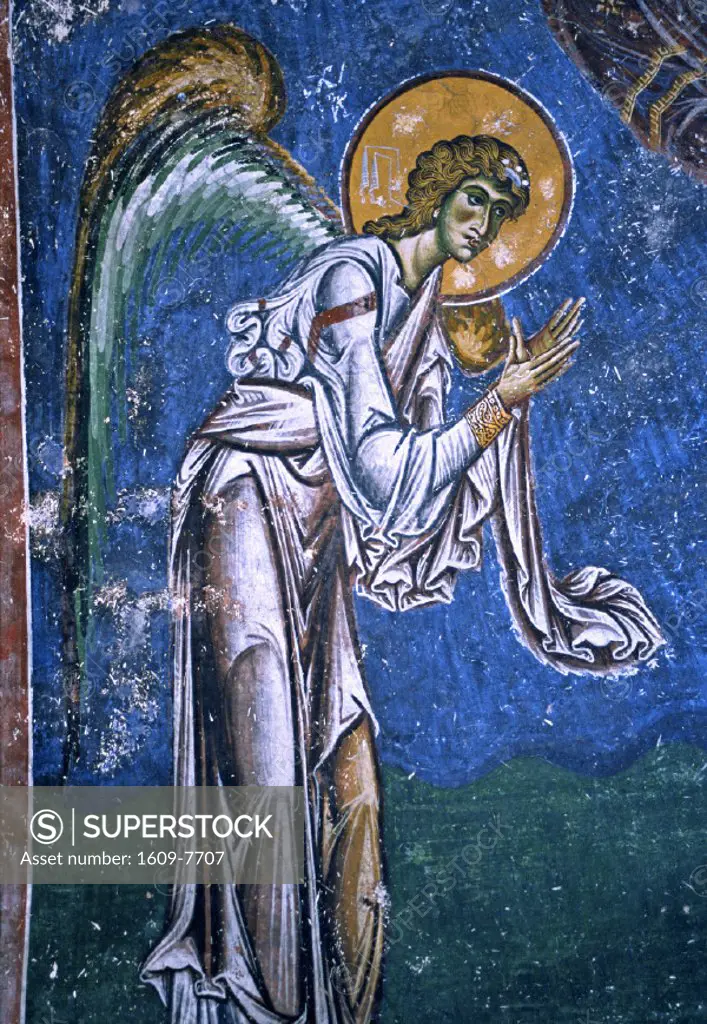 Archangel Gabriel, fresco (1191), church of St. George in Kurbinovo, Macedonia