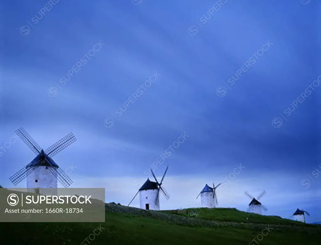 Windmills and blue sky