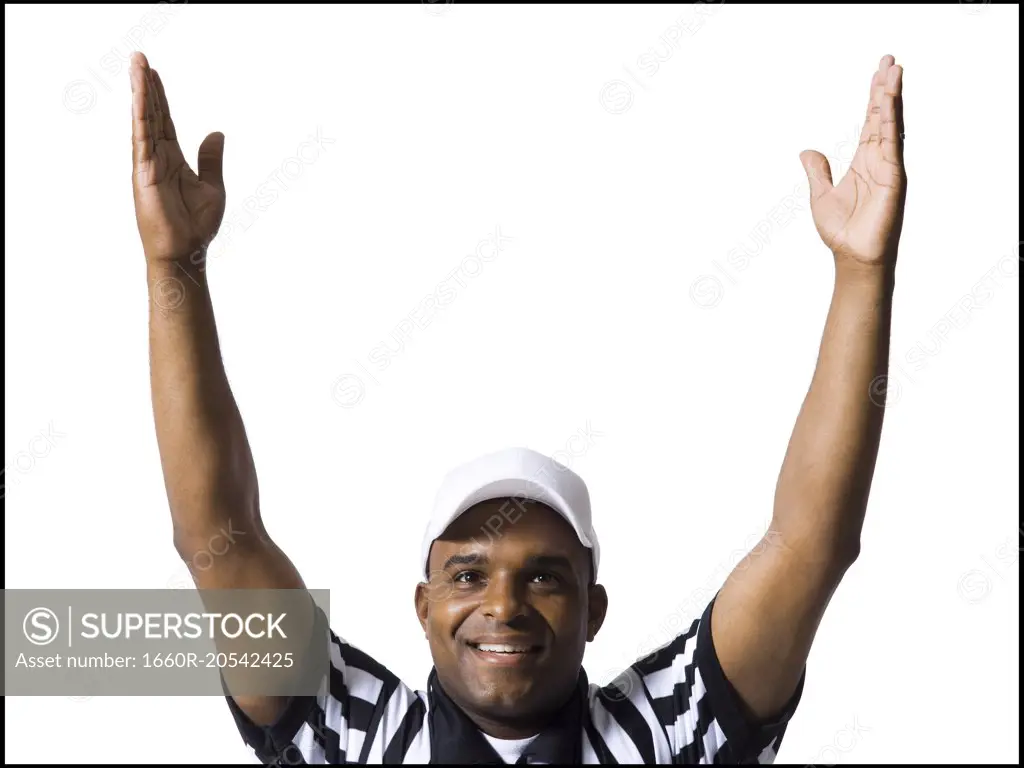 Referee touchdown signal smiling