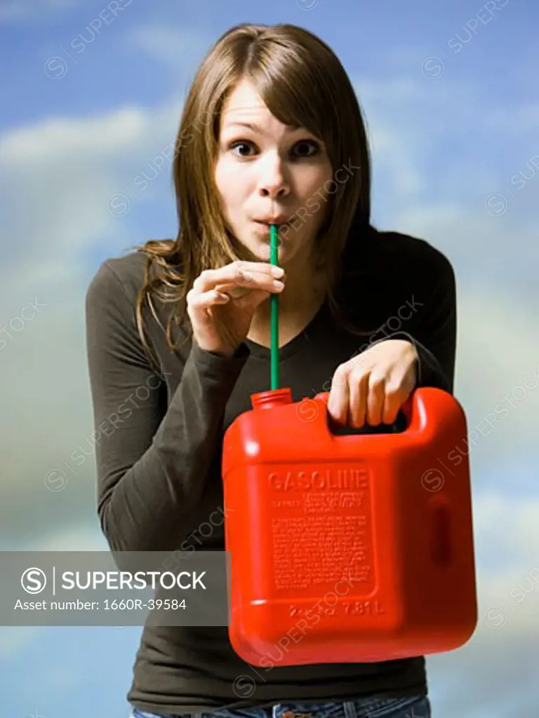 woman drinking gasoline