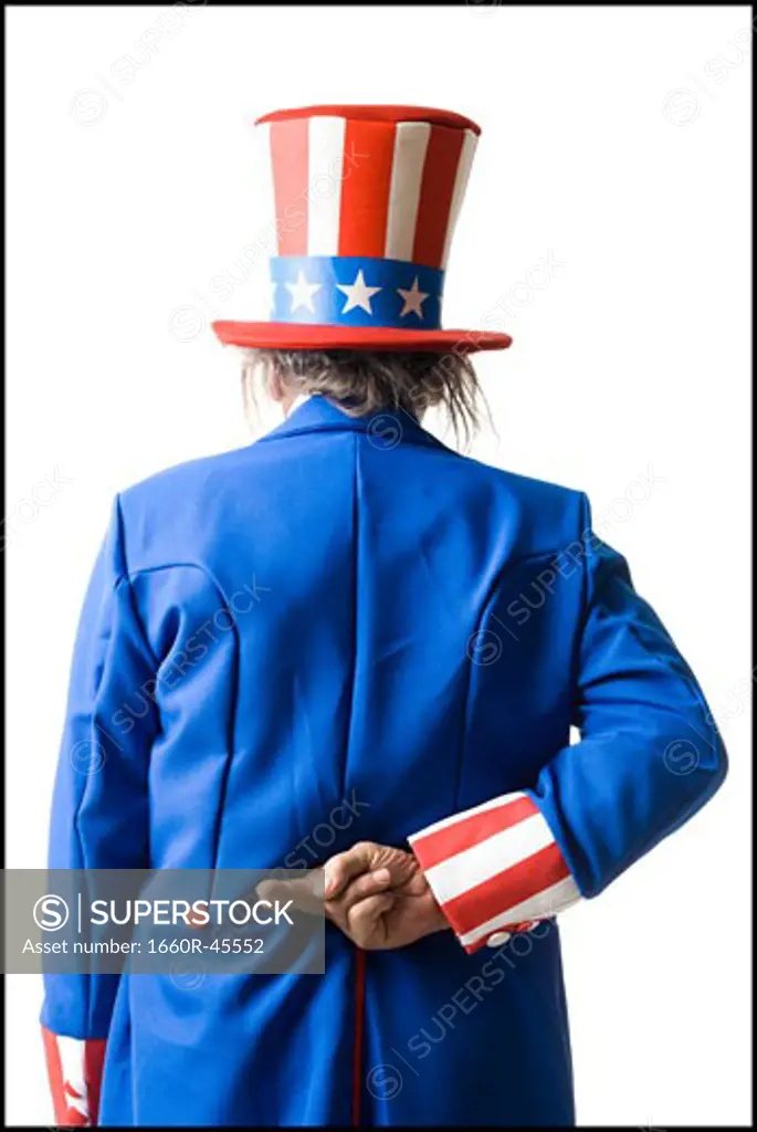 uncle sam with his fingers crossed behind his back