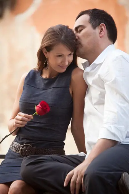 Italy, Venice, Romantic mature couple embracing