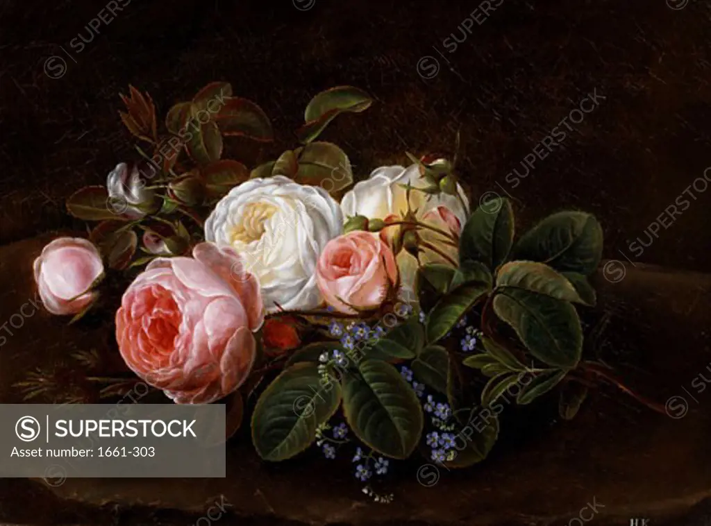 A STILL LIFE WITH ROSES AND FORGET-ME-NOTS Hansine Kernn Eckersberg (1826-1860)