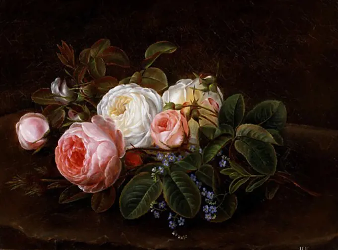 A STILL LIFE WITH ROSES AND FORGET-ME-NOTS Hansine Kernn Eckersberg (1826-1860)