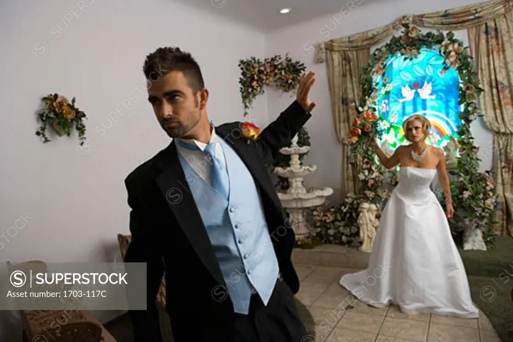 Groom leaving a bride at the altar