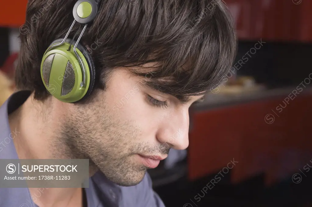 Man listening to headphones