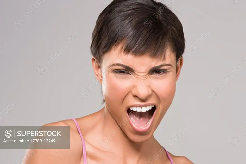 Portrait of a woman shouting