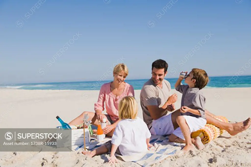 Family on vacations on the beach