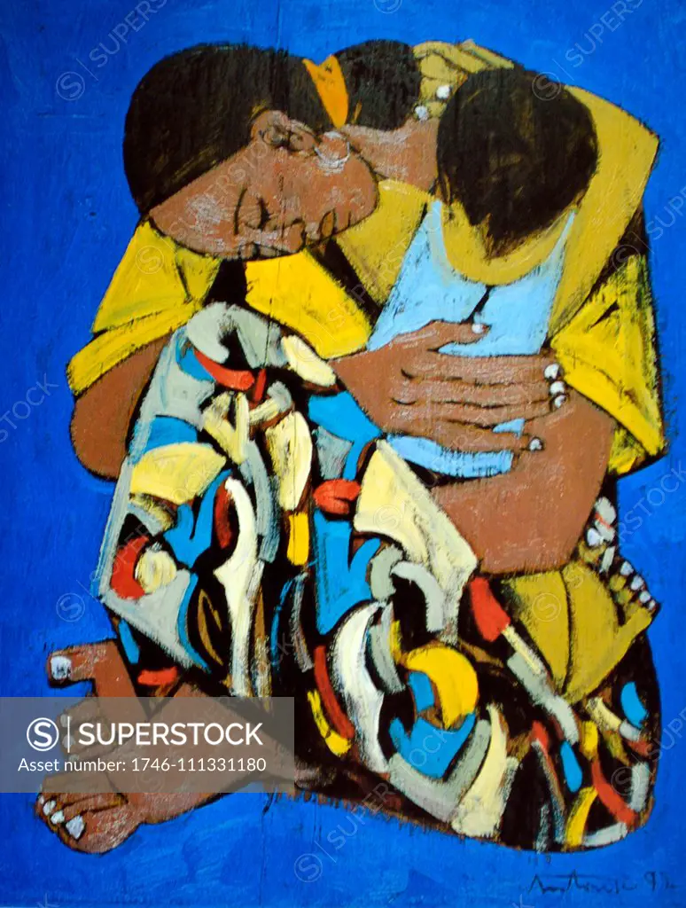 Angelito Antonio, Mother and Child, 1992, Oil on wood.