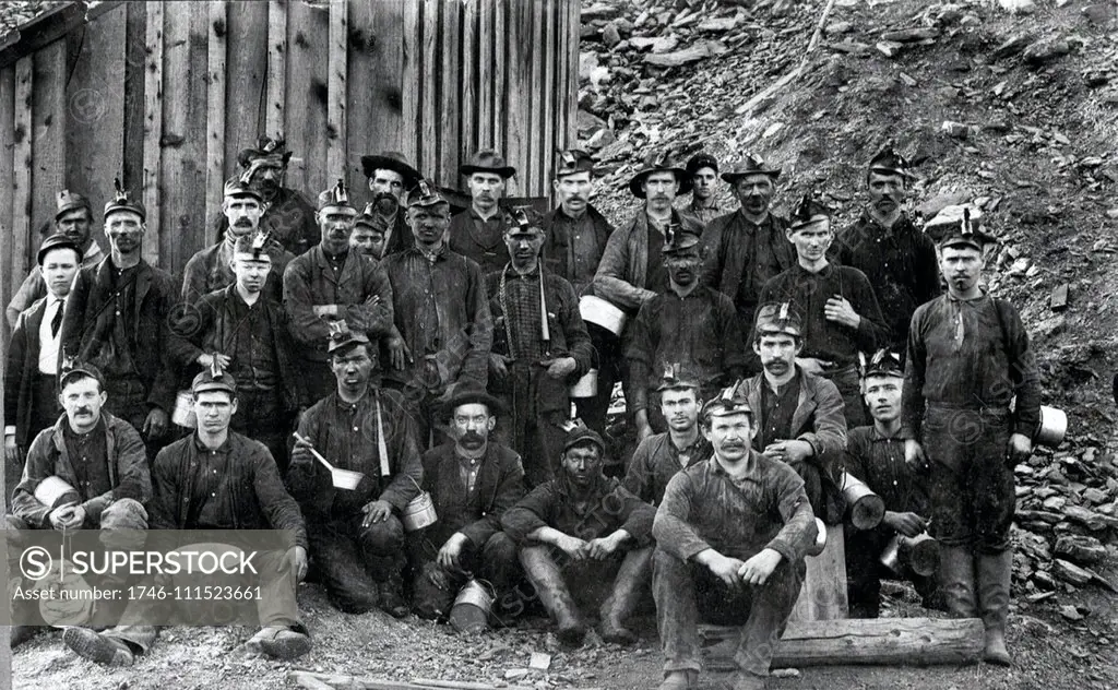 Photograph of Pittsburgh coal miners. Dated 1900