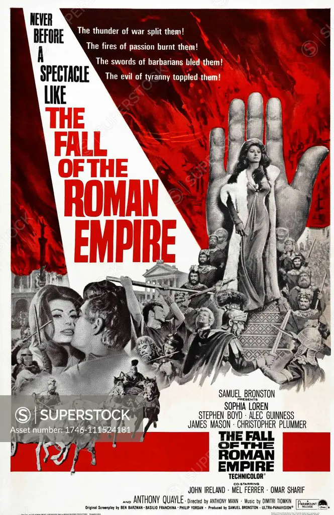 The Fall of the Roman Empire is a 1964 epic film starring Sophia Loren, Stephen Boyd and Alec Guinness. Although the film was a relative failure at the box office it is considered unusually intelligent and thoughtful for a film in its genre at the time.