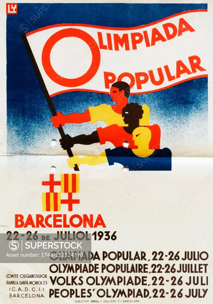 Poster for the Spanish bid for the 1936 Olympic Games. Berlin won the bid to host the Games over Barcelona, Spain and it marked the second and final time that the International Olympic Committee would gather to vote in a city which was bidding to host those Games.