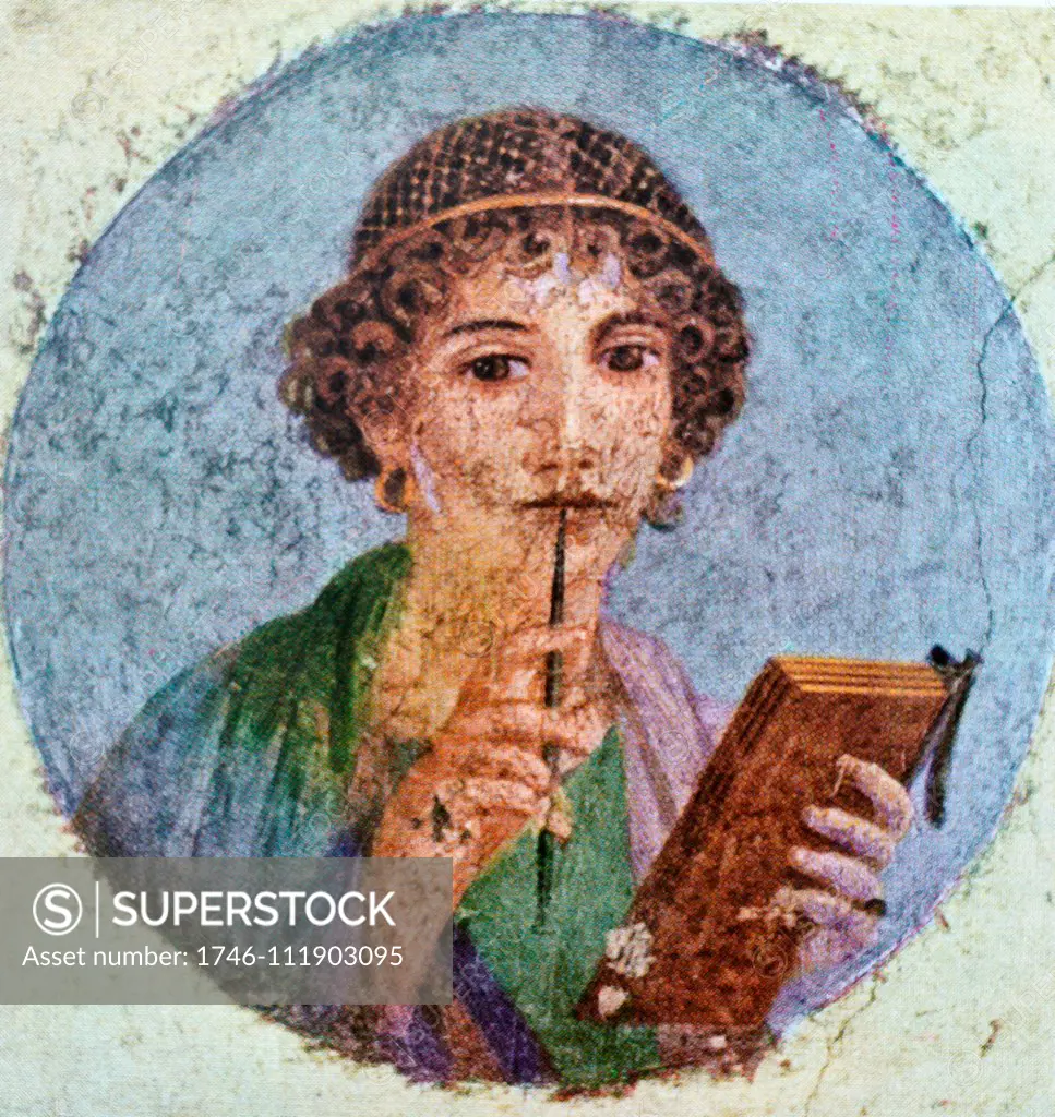 Portrait of a literary woman, from Pompeii ca. 50 AD.