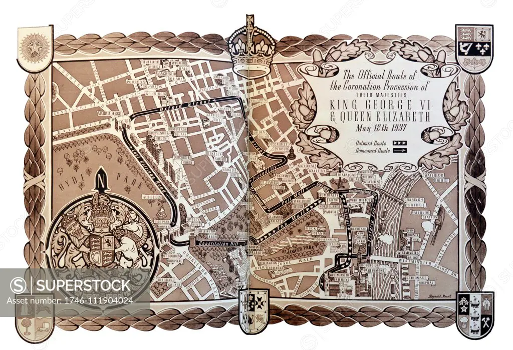 The Official Route' of the coronation procession of their majesties King George VI and Queen Elizabeth.