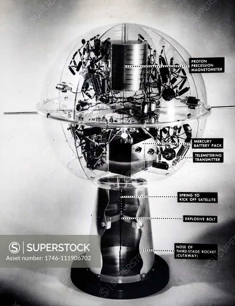 Artist's impression of a man made "moon satellite". Dated 20th century