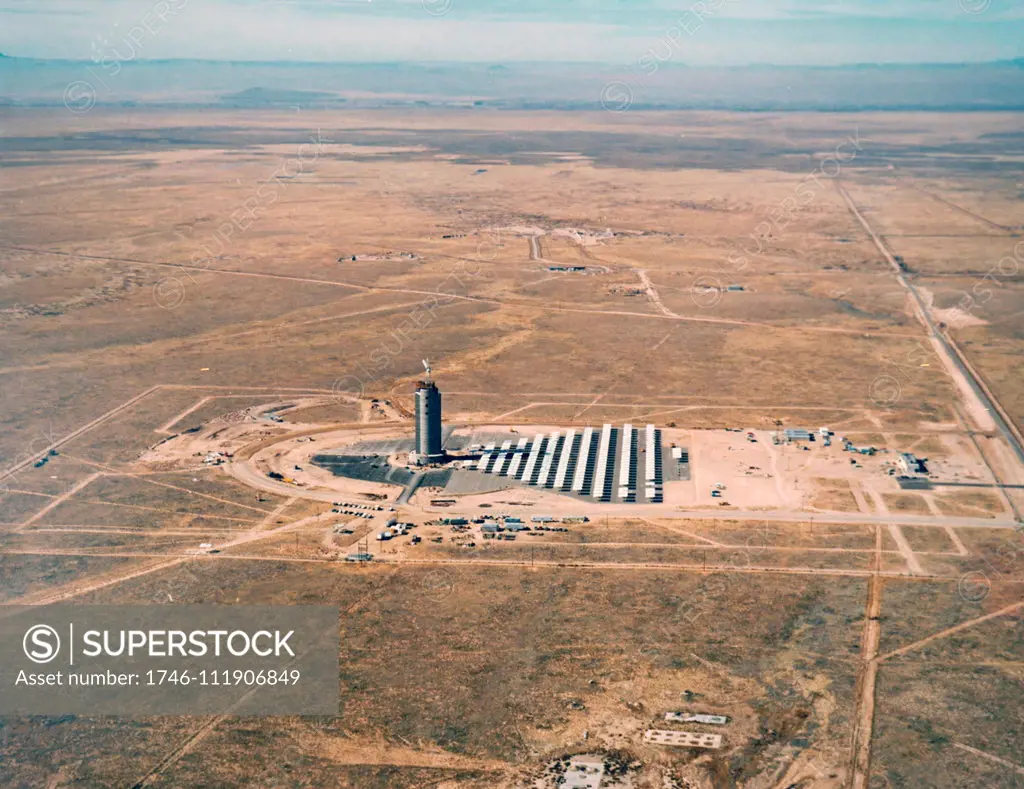 Colour aerial photograph of the US Department of Energy's Solar Thermal Test Facility at Scandia Laboratories. Dated 20th century