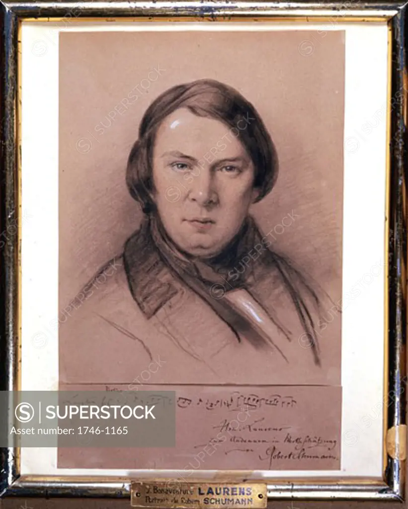 Portrait of Robert Schumann (1810-56) German composer Jean J. Bonaventura Laurens (1801-1890 French)