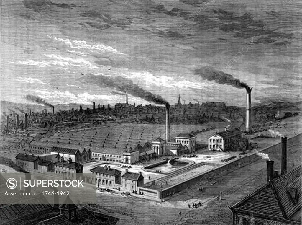 Isaac Holden & Sons' Alston wool combing works, Bradford, Yorkshire, England, c1880. From Great Industries of Great Britain (London, c1880).  Engraving.