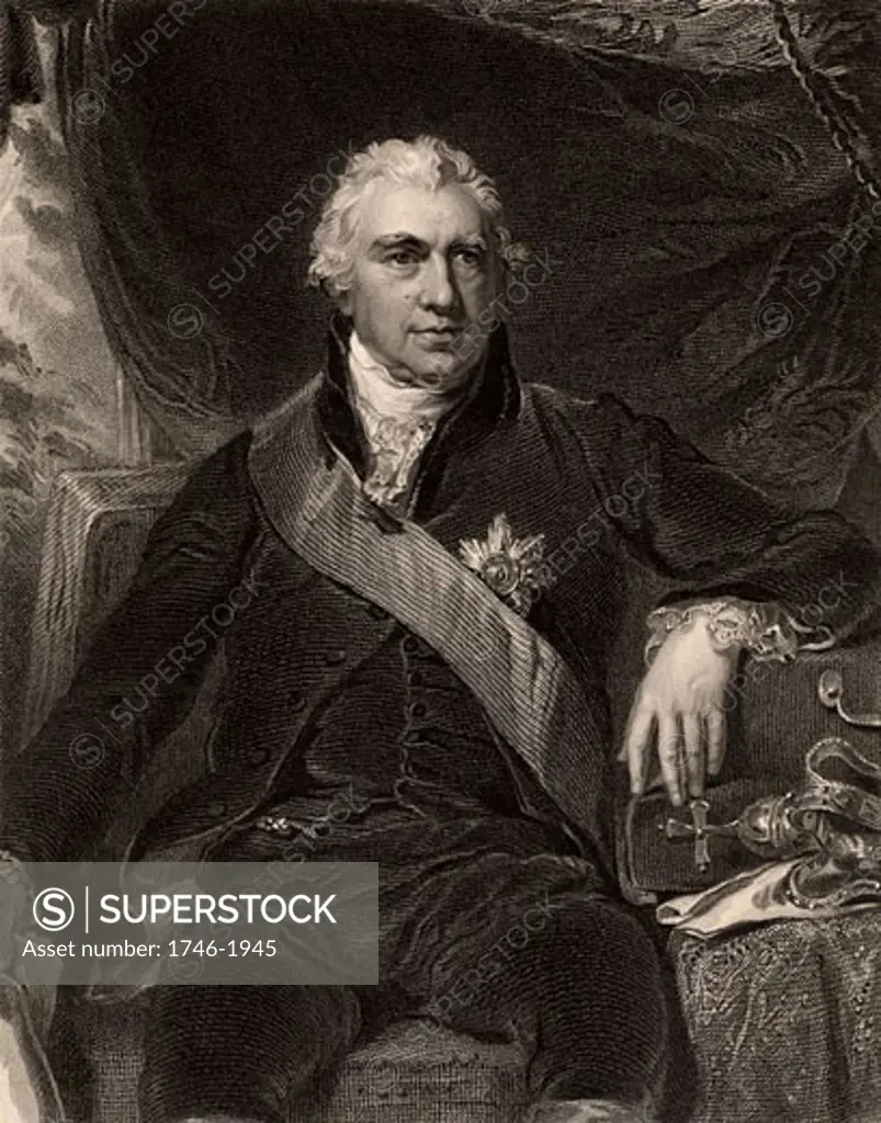 Joseph Banks (1743-1820) English botanist and plant collector; sailed with James Cook on 'Endeavour' 1768-1871; President of Royal Society for 41 years from 1778; engraving after portrait by Thomas Lawrence.