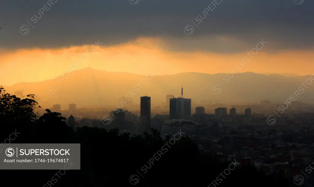 Skyline of Barcelona at sunset. Barcelona. Spain 2013