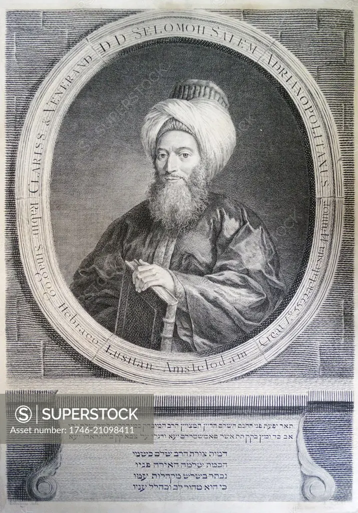 portrait of Rabbi Shlomo Salem 1718-1781, an important (Turkish born) leader of the Sephardi community of Jews in Amsterdam in the 18th century