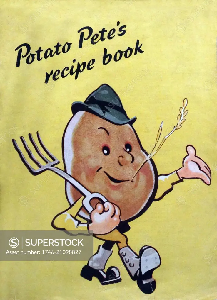 Potato Pete's Recipe Book' produced by the Ministry of Food in the 1940s. Contains 12 pages of recipes for potatoes.