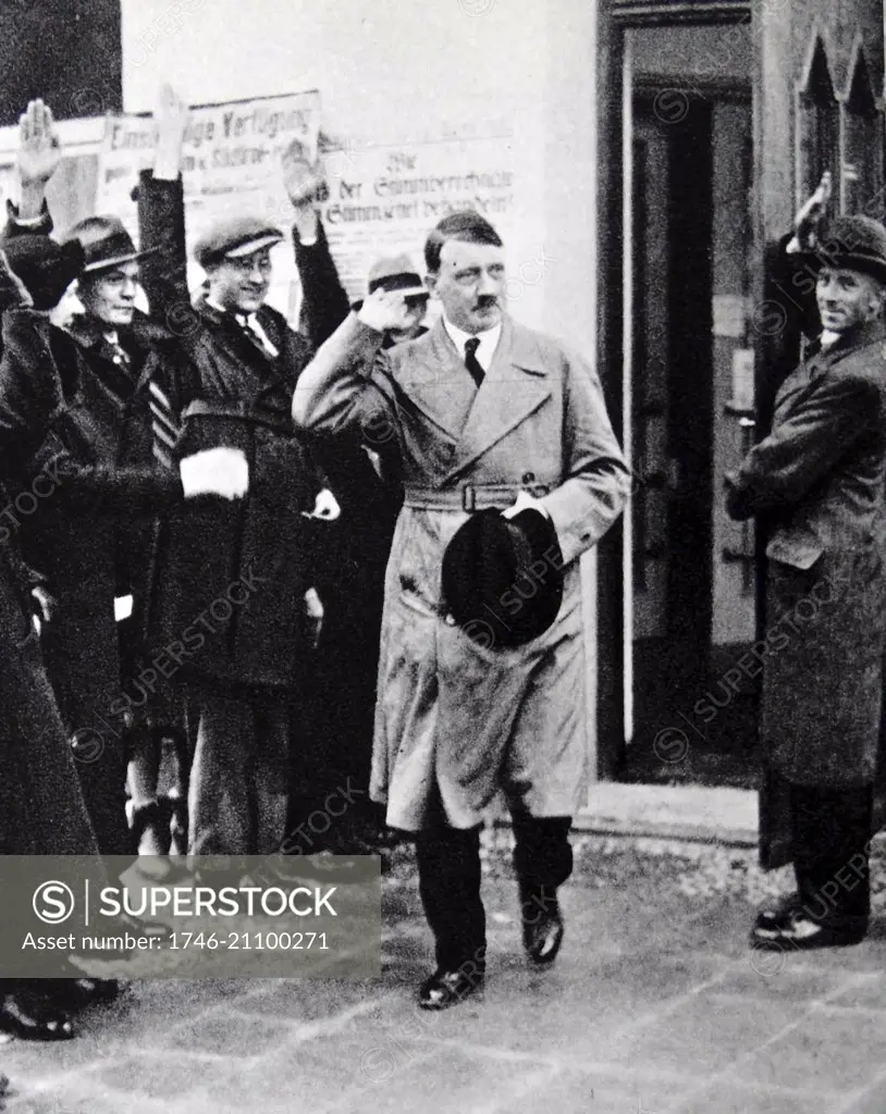 Adolf Hitler ( 20 April 1889 ñ 30 April 1945) Austrian-born German leader of the Nazi Party (NSDAP). He was chancellor of Germany from 1933 to 1945 and dictator of Nazi Germany (as F¸hrer und Reichskanzler) from 1934 to 1945