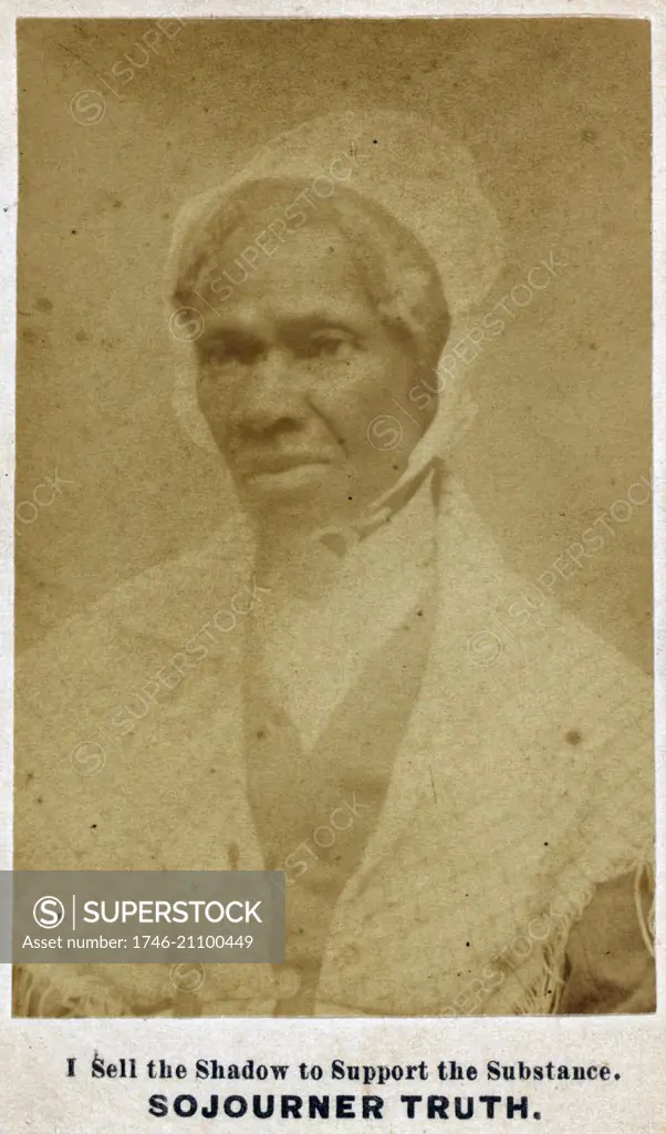 Cabinet card of Sojourner Truth (1797-1883) an African-American abolitionist and women's rights activist. Dated 1865