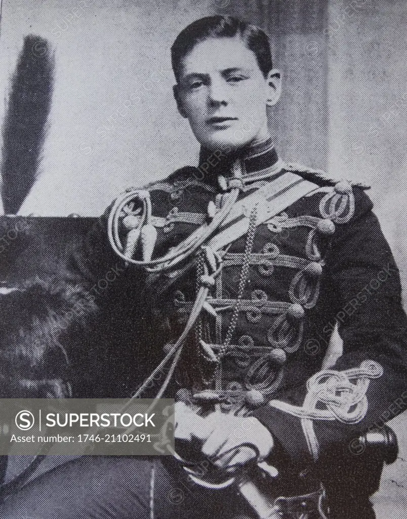 Winston Churchill in military uniform, 1895. Churchill (1874-1965) Prime Minister of the United Kingdom from 1940-1945.