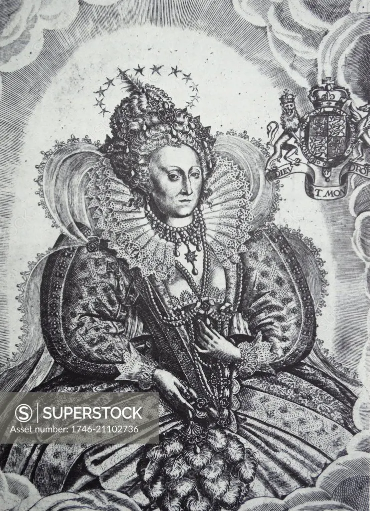 Illustration of Queen Elizabeth I (1533-1603) Queen of England and Ireland. Dated 16th Century