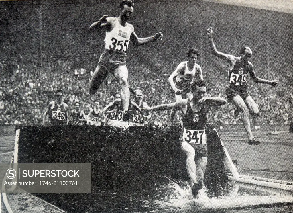 Photograph of athletes competing in the Olympic games. Dated 1946