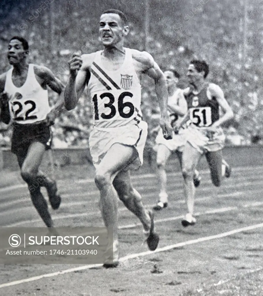 Photograph of athletes competing in the Olympic games. Dated 1946