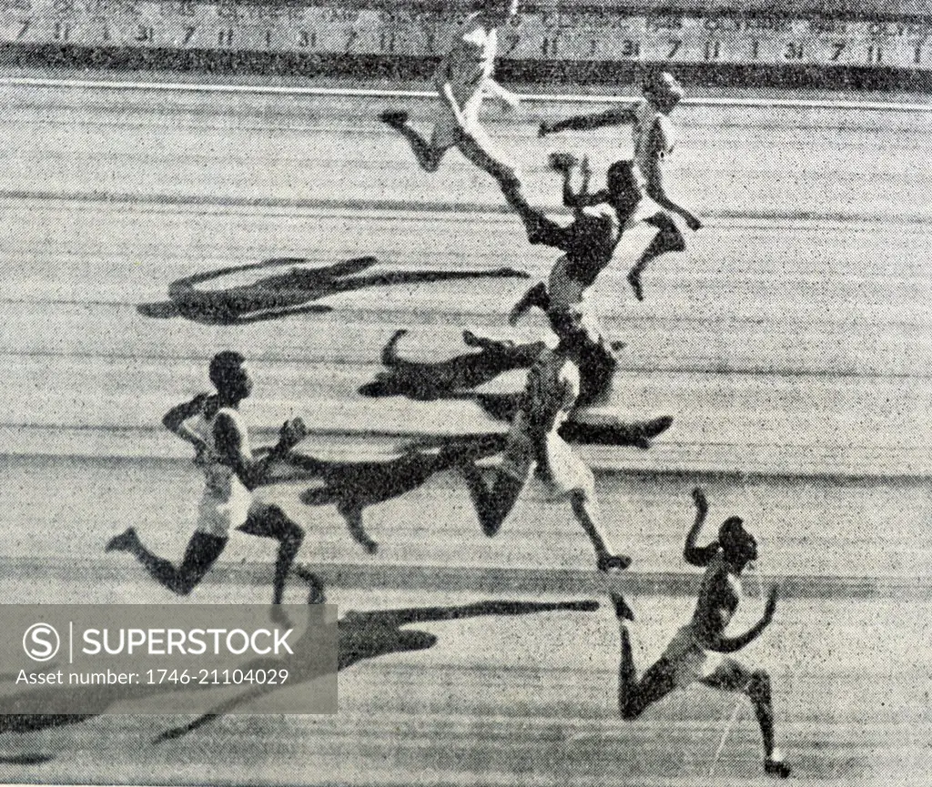 Photograph of athletes competing in the Olympic games. Dated 1946