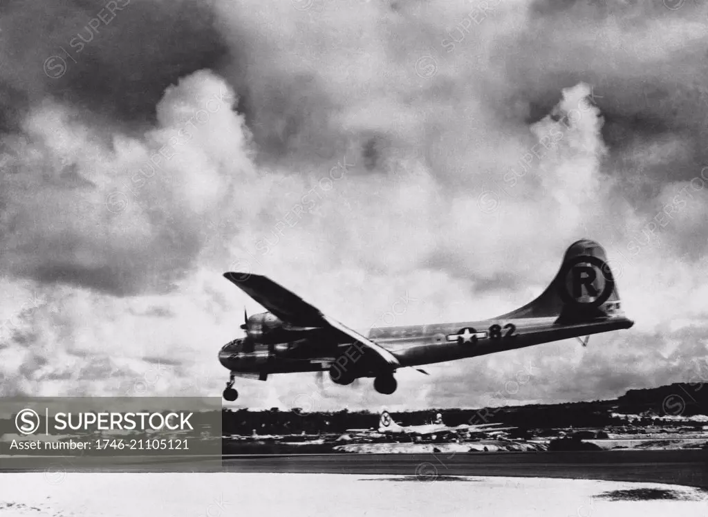 The Enola Gay, Boeing B-29 Superfortress bomber, named for Enola Gay Tibbets, the mother of the pilot, Colonel Paul Tibbets, On 6 August 1945, during the final stages of World War II, it became the first aircraft to drop an atomic bomb. The bomb, was targeted at the city of Hiroshima, Japan,