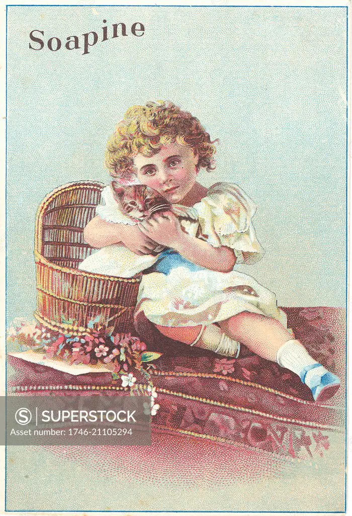 Colour poster advertising 'Soapine' household and laundry soap for the Kendall Mfg. Company. Dated 1891