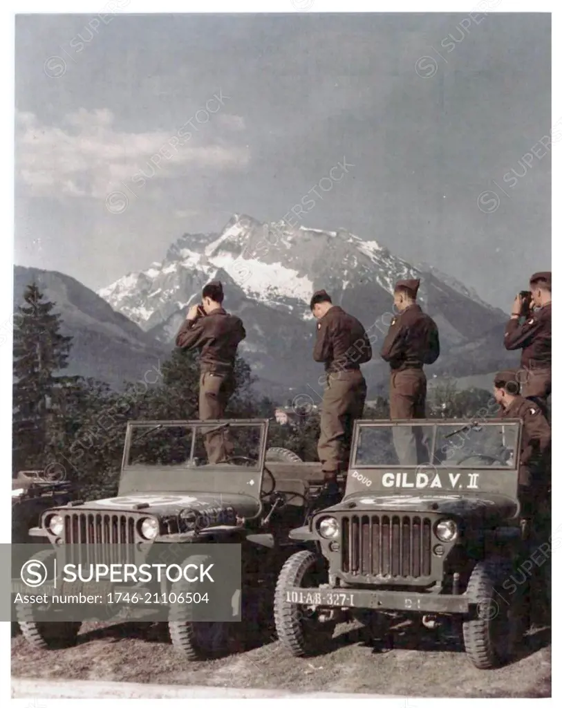 US 101st Airborne Division, Infantry in the Bavarian Alps near Berchtesgaden (Hitler's Austrian mountain retreat) 1945