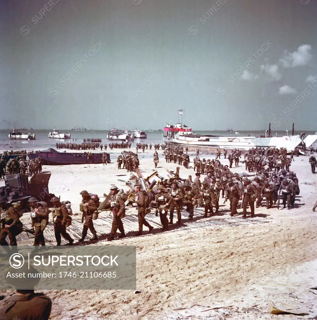 British soldiers at Juno Beach during the World War Two, D-Day landings in France 1944