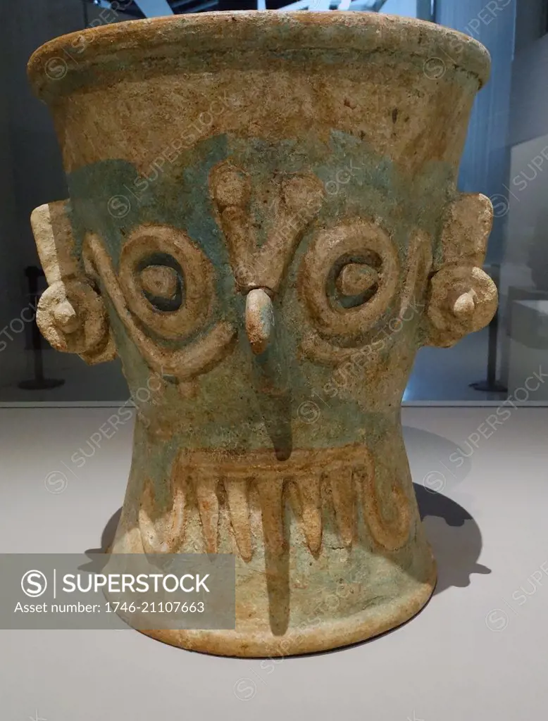 Ceramic incense holder with effigy of the Mayan rain deity, Chaac, Yucatan, Mexico. Dated 1250-1550 AD.