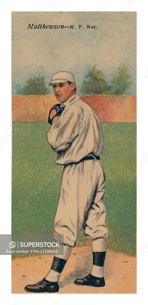 Christy Mathewson/Albert Bridwell, New York Giants, baseball card portrait.