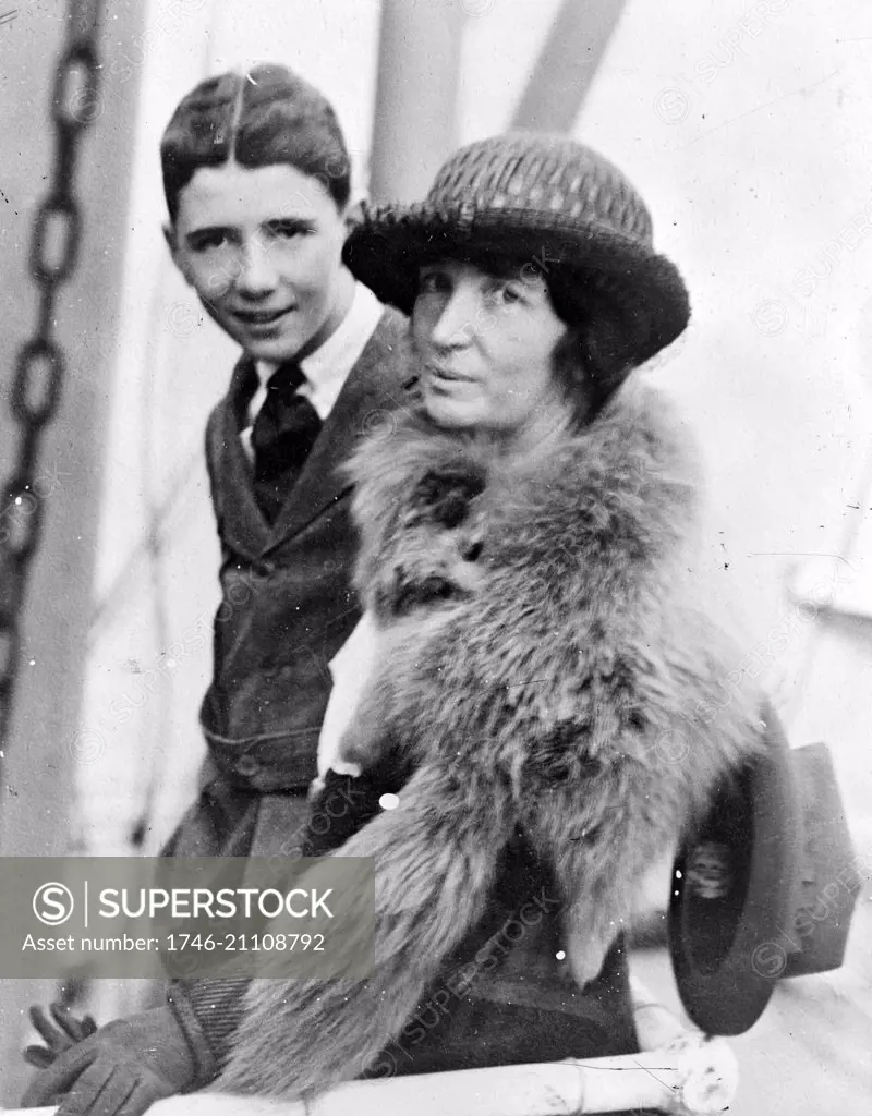 Margaret Sanger and her older son Stuart in Japan, 1922. Sanger (1879-1966) was an American birth control activist, sex educator and nurse. Sanger popularized the term birth control, opened the first birth control clinic in the United States.