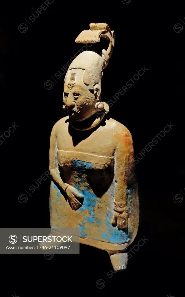 Mayan ceramic figure of a woman probably a noble. Jaina, Chiapas, Mexico 600-900 AD