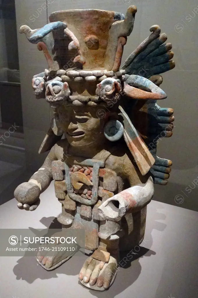 Mayan ceramic Chen Mul effigy censer, from Quintana Roo, Mexico Post-classical Maya period 1250-1550 AD