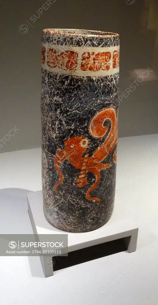 Mayan ceramic Vase, with embossed Glyphs 600-900 AD