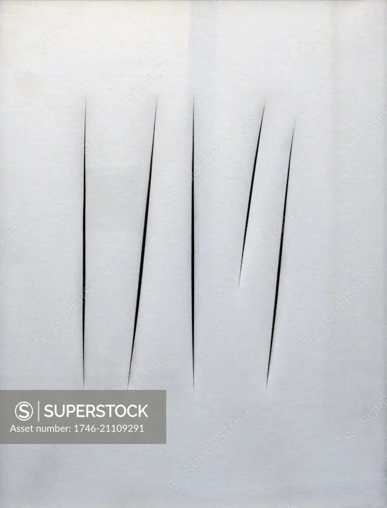 Concetto spaziale (Spatial Concept) 1962 painted by Lucio Fontana 1899-1968. Lucio Fontana was an Italian painter, sculptor and theorist of Argentine birth. He was mostly known as the founder of Spatialism and his ties to Arte Povera