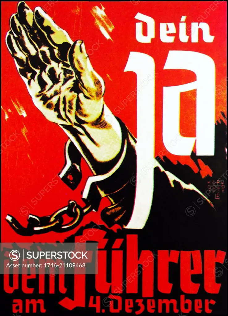 1938 Election poster 14 December: Parliamentary by-election for newly acquired territory of Sudetenland. Like the previous occasions, the Nazis won all seats in this last election under their rule.