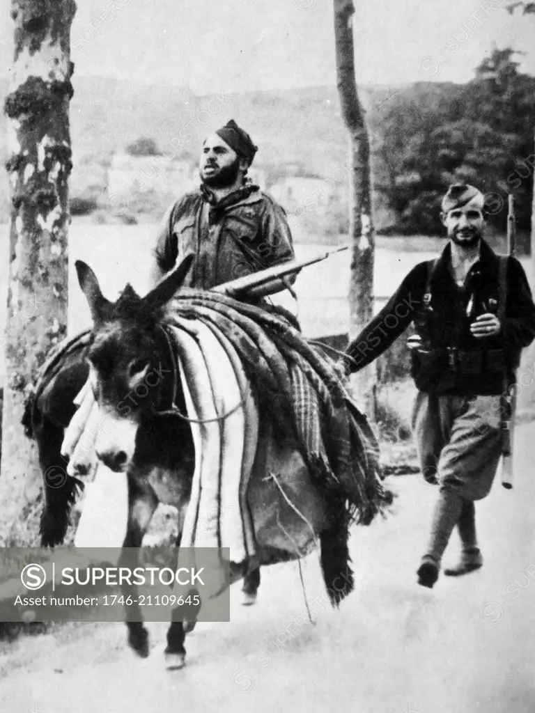 Spanish Civil War, republican soldier travels by donkey