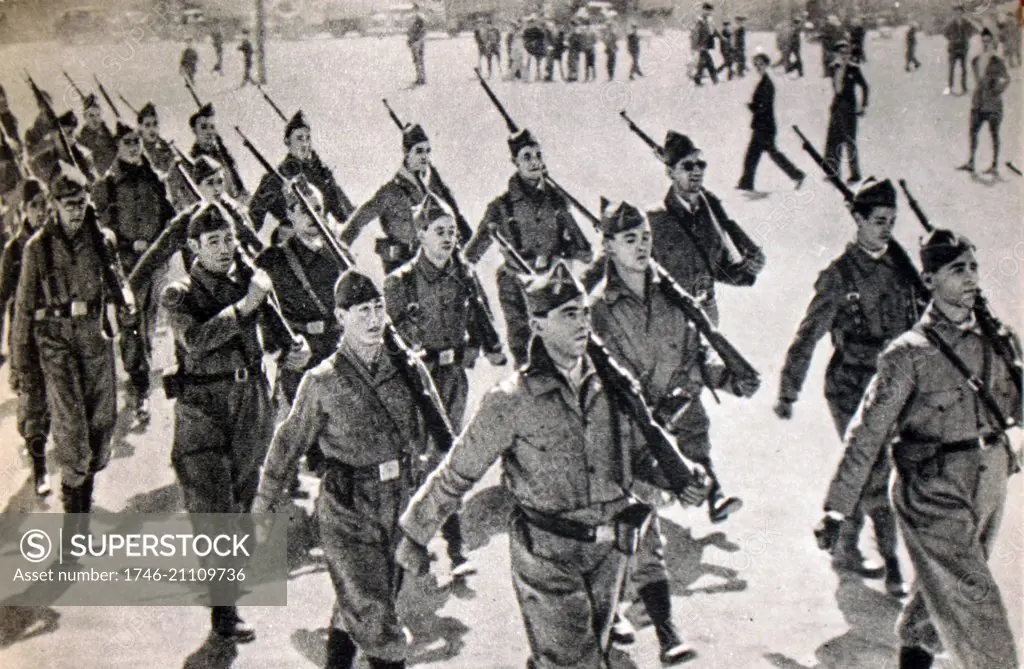 Russian volunteers for the Republican army, in Spain 1936. during the Spanish Civil War.